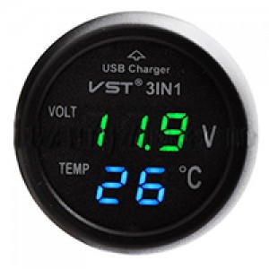 НЕТУ Часы автомобильные в прикуриватель VST 706-4 (зелёный блистр) // (50 шт/ящ)
