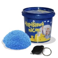 Песок светится в темноте - голубого цвета. Ведро 1 кг. В наборе фонарик. (316-10)