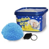 Песок светится в темноте - голубого цвета. Ведро 3 кг. В наборе фонарик. (318-6)