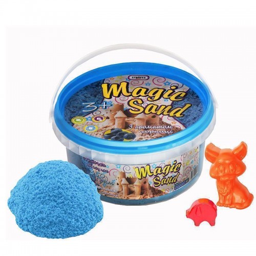 Magic sand голубого цвета с ароматом черники  в ведре 0,350 кг