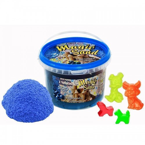 Magic sand голубого цвета с ароматом черники  в ведре 0,5 кг