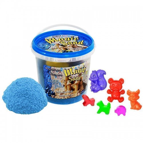 Magic sand голубого цвета с ароматом черники  в ведре 1 кг