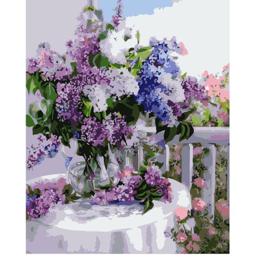 Картина по номерам Strateg Букет сирени на столе, 40х50 см