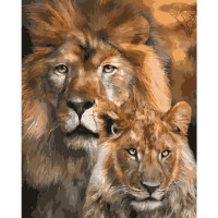 Картина по номерам Strateg Львы. Отец и сын, 40х50 см