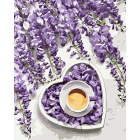 Картина по номерам Strateg Кофе. Фиолетовое сердце, 40х50 см