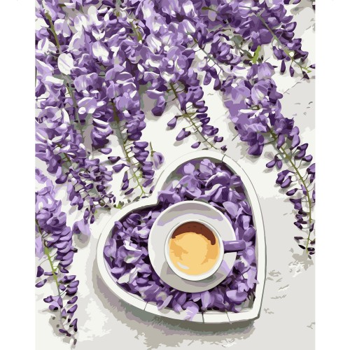 Картина по номерам Strateg Кофе. Фиолетовое сердце, 40х50 см