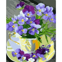 Картина по номерам Strateg Чашечка с фиалками, 40х50 см