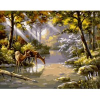 Картина по номерам Strateg Косули на водопое, 40х50 см