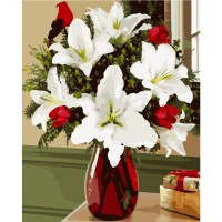 Картина по номерам Strateg Букет белых гипеаструмов, 40х50 см