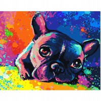 Картина по номерам Strateg Яркий французский бульдог, 40х50 см