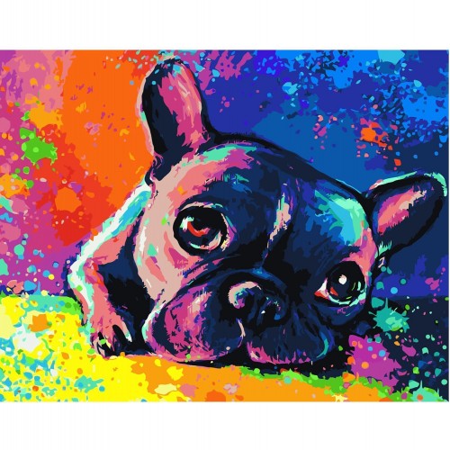 Картина по номерам Strateg Яркий французский бульдог, 40х50 см