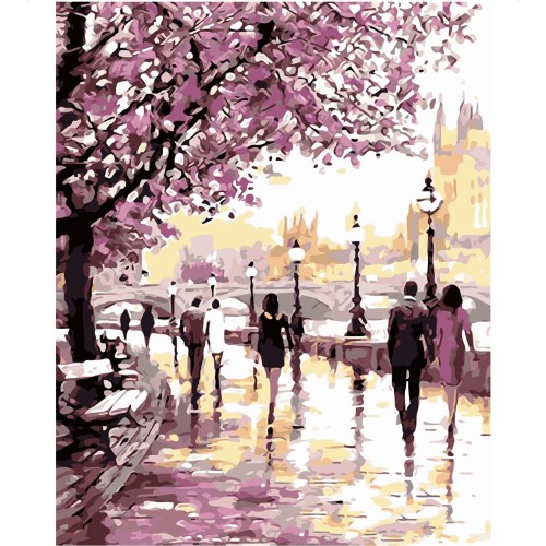 Картина по номерам Strateg Набережная в фиолетовых тонах, 40х50 см