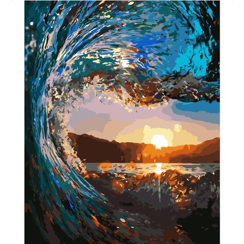 Картина по номерам Strateg Солнце сквозь волну, 40х50 см