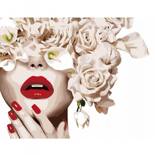 Картина по номерам Strateg Леди блеск, цветы, 40х50 см