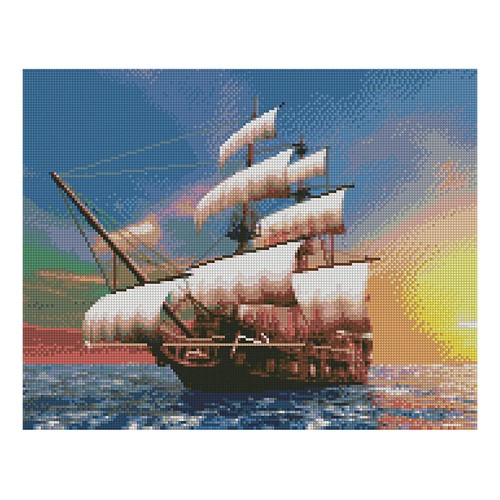 Алмазная мозаика Strateg «Парусник на закате», 40х50 см