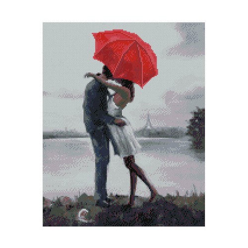 Алмазная мозаика Strateg «Влюбленная пара под зонтом», 40х50 см